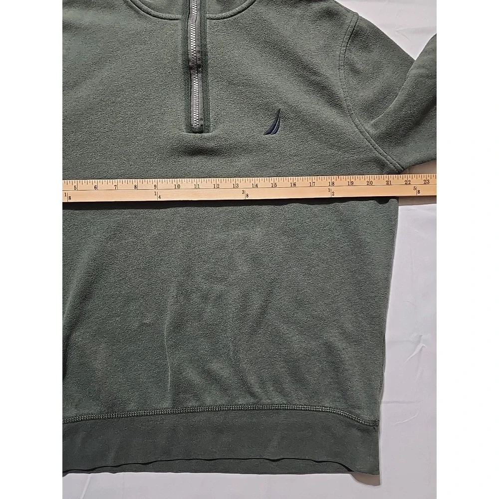 Nautica Mens Medium Green‎ 1/4 Zip Mock Neck Pullover Sweater Sweatshirt Preppy